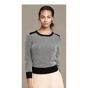 Banana Republic Merino Wool Blend Crew Neck Sweater Color Block Textured M